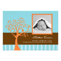 Faire-part de naissance de bébé d'arbre de chute