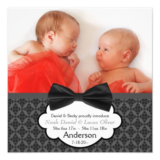 Faire-part de naissance de photo de bébé de jumeau