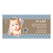 Faire-part de naissance de photo d'étoile bleue photocarte personnalisée