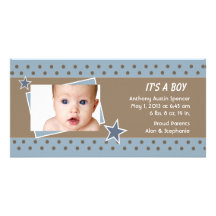 Faire-part de naissance de photo d'étoile bleue cartes de vœux avec photo