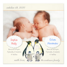 Faire-part de naissance de photo pour des jumeaux 