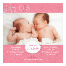 Faire-part de naissance de photo pour les filles j