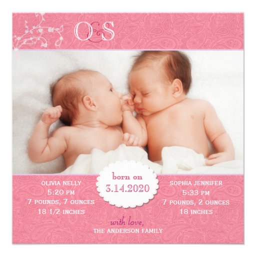 Faire-part de naissance de photo pour les filles j