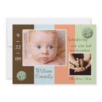 Faire-part de naissance de plaid de N de rayures '