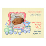 Faire-part de naissance de train de jouet d'oiseau