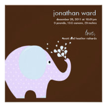 Faire-part de naissance d'éléphant de bébé