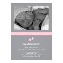 Faire-part de naissance d'étapes de bébé - rose