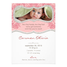 Faire-part de naissance floral adorable (rose)