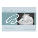 faire-part de naissance initial bleu de photo du b