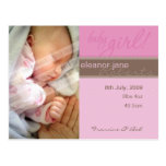 FAIRE-PART DE NAISSANCE : : joie pure - fille Carte Postale