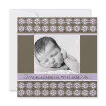 Faire-part de naissance lilas victorien carré de c
