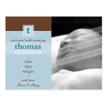 FAIRE-PART DE NAISSANCE : : monogram1 - garçon Cartes Postales