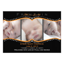 Faire-part de naissance orange de photo de point d