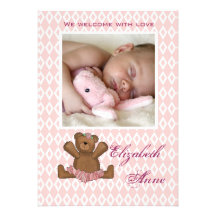 Faire-part de naissance rose de photo de parfait
