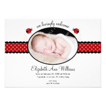Faire-part de naissance rouge de photo de point de
