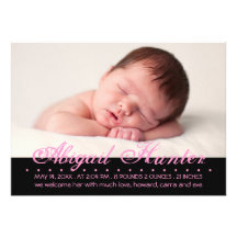 Faire-part de naissance sectionné transversalement