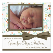 Faire-part mignon de bébé de motif de fleur de Bro