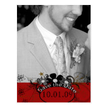 Faites gagner la date avec VOTRE photo - rouge Carte Postale
