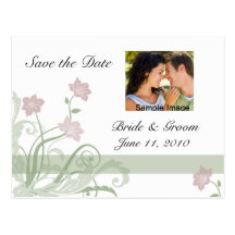 Faites gagner la date - photo florale rose carte postale
