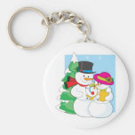 Famille de bonhomme de neige porte-clef