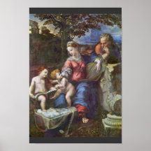 Famille sainte sous le chêne avec John le Bapti Posters