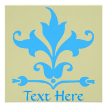 Fancy Fleur De Lis Blue Invitations