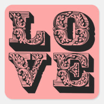 Fancy Roze Liefde Vierkant Sticker