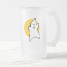 Fantôme et lune heureux mug