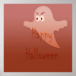 Fantôme heureux orange de Halloween Poster