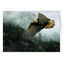 FAUNE Eagle chauve et cartes de voeux brumeuses de