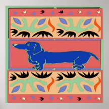 Fauvism bleu d'abrégé sur teckel posters