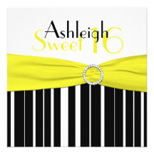 FAUX noir, jaune, blanc Bling d'invitation du bonb