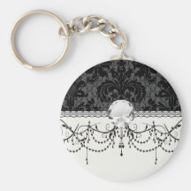 faux patroon van het kant het zwarte grijze damast sleutel hangers