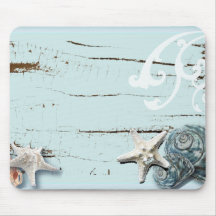 Faveur romantique de mariage de plage de coquillag tapis de souris