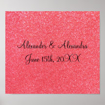 Faveurs roses de mariage de scintillement posters