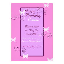 Fée, anniversaire, rose et pourpre, invitation