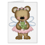 Fée rose d'ours de bébé cartes