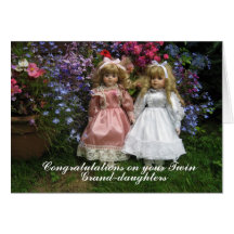 Félicitations sur vos grandaughters jumeaux carte de vœux