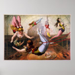 Female trapeze acrobats at circus print