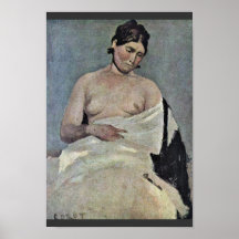 Femme assise avec le coffre nu, par Corot Jean-Bap Affiches