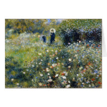 Femme avec un parasol dans un jardin, Renoir Carte De Vœux