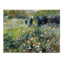 Femme avec un parasol dans un jardin, Renoir Carte Postale