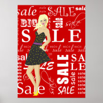 Femme de blonde de mode d'affiche de vente au déta posters
