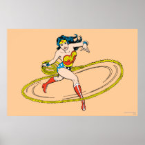 Femme de merveille cerclée avec le lasso posters