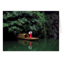 Femme de parasol de tranquilité de la Chine dans l Carte De Vœux
