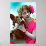 Femme victorienne avec l'affiche de chien