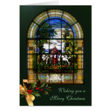 FENÊTRE D'ÉGLISE - AGNEAU DE NOËL CARTE DE VŒUX