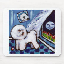 Fenêtre lunatique de Bichon Frise Tapis De Souris