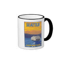 Ferry et montagnes - Seattle, Washington Tasses À Café
