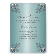 Fête d'anniversaire bleue turquoise de sweet sixte cartons d'invitation personnalisés